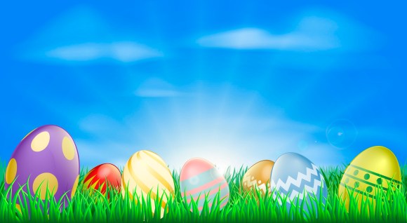 Bright Easter eggs background
